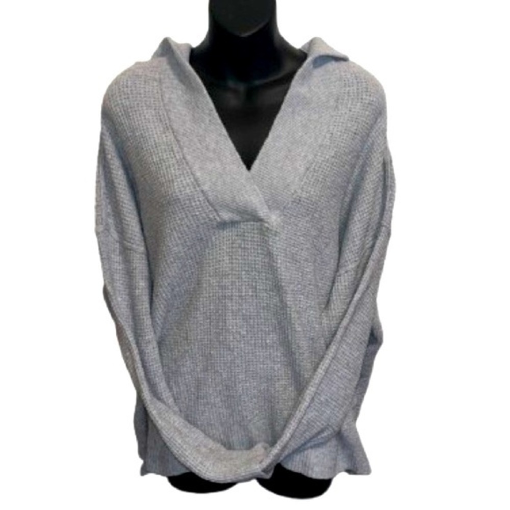 Aerie cozy up gray waffle knit pullover sweater NWOT size M